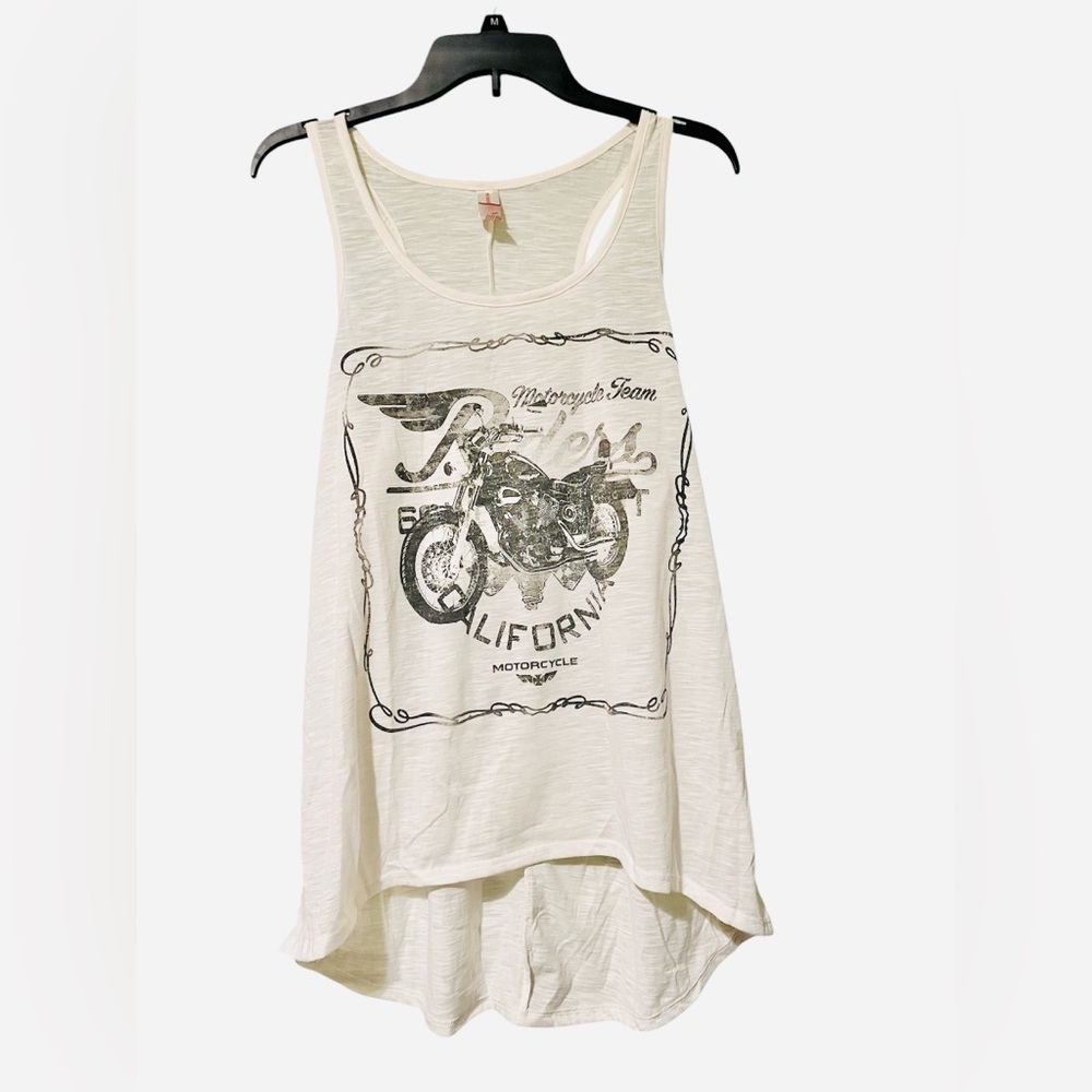 No Boundaries White Motorcycle Graphic Tank Top